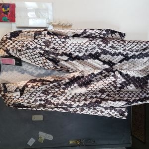 Snake print silk shirt dress